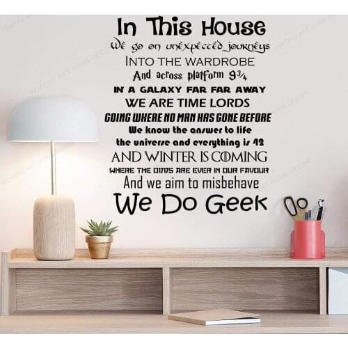 Family Quotes Wall Decal In This House We belive Magic We do Geek Vinyl Wall Art Sticker Decal Quote Films HD276
