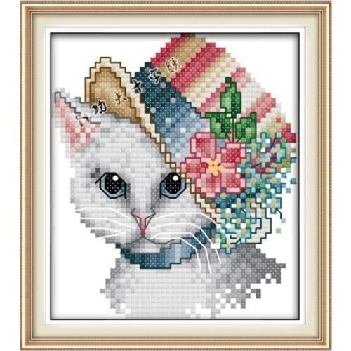 Needlework DMC color cat Cross stitch,kit For Embroidery set,Noble cat animal printed pattern Count Cross-Stitch home wall decor