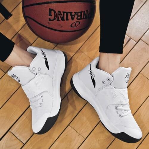High-top Basketball Shoes Men Cushioning Breathable Unisex Basketball Sneakers Zapatos Hombre Outdoor Sports White Shoes Size 45