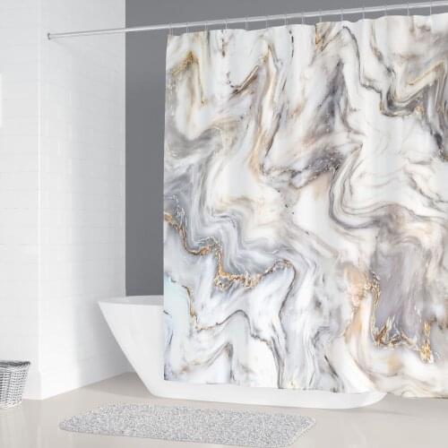 Marbling Printed Shower Curtain Polyester Eco-Friendly Stocked Bath Shower Cover Waterproof Household Home Bathroom Duschegardin