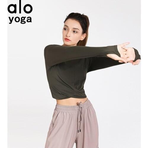 Women Running Sports Fitness Yoga Liesure 4 Colors Long-sleeved T-shirts New Alo T Shirts Trainning Fitness Yoga Top -40