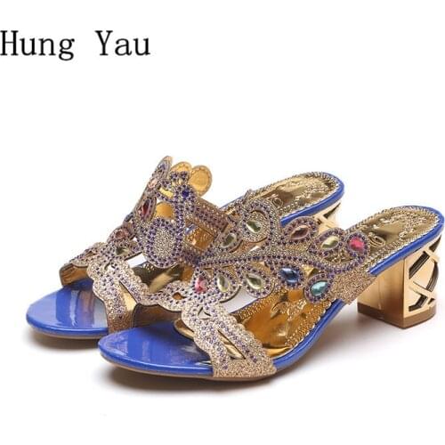 Woman Sandals Shoes 2018 Summer Style Wedges Pumps High Heels Rhinestone Gladiator Sandals Shoes Women Fashion Slippers Shoes