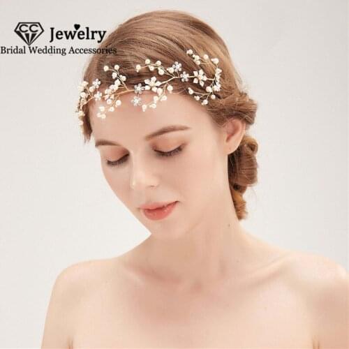 CC Headbands Wedding Hair Accessory for Women Bridal Headdress Engagement Jewelry 100% Handmade Hairbands Pearl Headpiece HS146