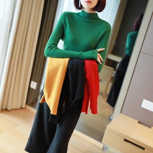 Temperament Solid Color Half-high Collar Bottoming Sweater Female 2019 Autumn New Korean Womens Slim Knit Top Pullover f1882
