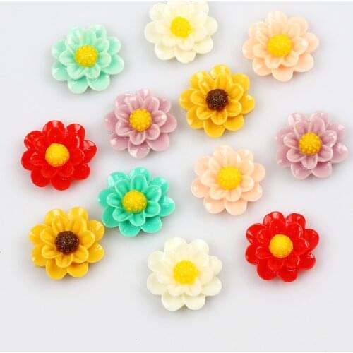 10/20/50Pcs Mixed Resin Flower Beads Decoration Crafts Flatback Cabochon Scrapbooking Embellishments Diy Accessories 17mm