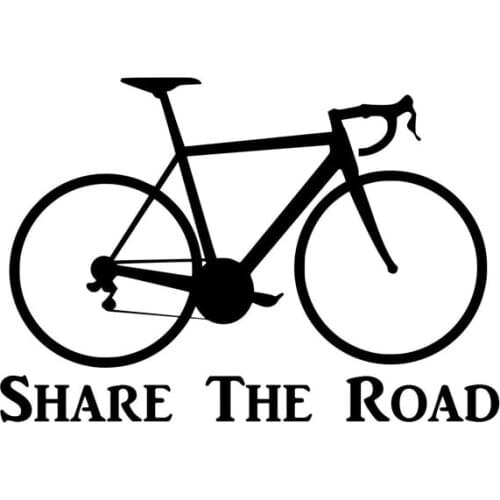 17.8CM*12.2CM Bicycle Sticker Life On 2 Wheels Bike Share The Road Car Styling Funny Car Sticker Decoration Black/Sliver C8-1377