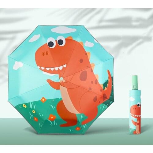 2021Creative Anti Rebound Childrens Umbrella Safety Automatic Childrens Umbrella Cartoon Pattern Student Folding Umbrella