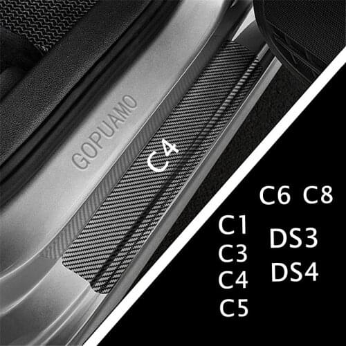 For citroen C1 C3 C4 C4L C5 C6 VTS Ds3 ds4 4PCS Car 3D Carbon Fiber Anti-Scuff Door Threshold Pedal Conservation Stickers