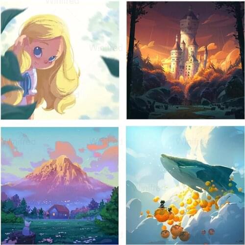 5D Cartoon Scenic Diamond Painting Girl Diamond Mosaic Sticker Embroidery Home Decoration Pattern DIY Handmade Mural Gift Unfram