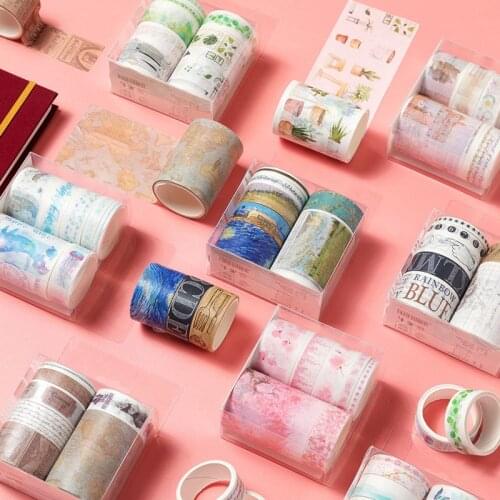 7 Pcs/Set Cute Basic Color Old Days Scrapbooking Masking Tape DIY School Supplies Journal Decorating Paper Washi Tape