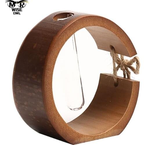 Bamboo Craft Vase Creative Flower Pot Office Ornaments Living Room Bedroom Desktop Decoration Home Decor Interior