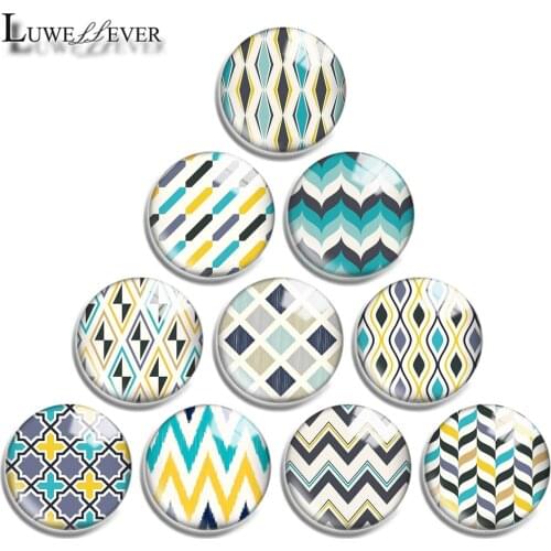 12mm 16mm 20mm 25mm 30mm 40mm 735 Geometric Patterns Mix Round Glass Cabochon Jewelry Finding 18mm Snap Button Charm Bracelet