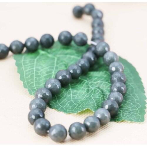 10mm Accessories Gray Stone Natural Round Faceted loose beads For Necklace Bracelet 15inch Women Jewelry making design wholesale