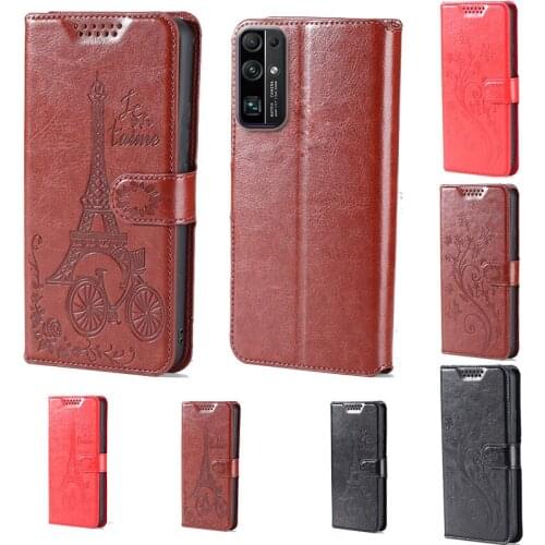 Intaglio icon butterfly flower Tower Flip Leather Wallet Phone Case For Huawei Honor 30 Phone cover with card slot