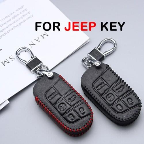Genuine Leather Car Key Case Cover For Jeep Cherokee Liberty Renegade Compass Patriot Anti-wear Protective Key Shell Car Styling
