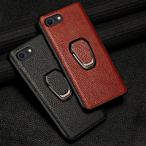 Genuine Leather Case for iPhone SE 2020 11 Pro Max X XS Max XR 8 Plus 6 6s 7 Plus 5 5S Magnetic Kickstand Litchi Grain Cover