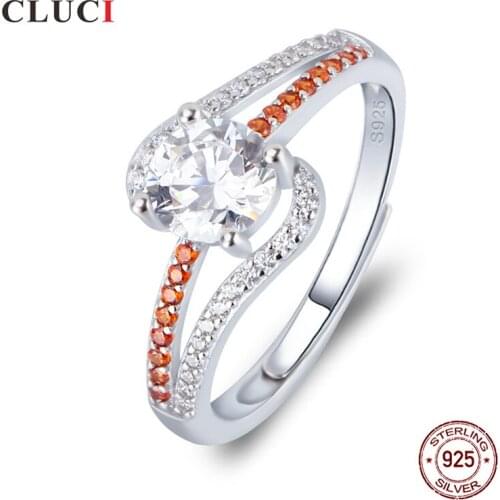 CLUCI Silver 925 Twisted Zircon Ring Women Rose Gold Sterling Silver Wedding Ring Jewelry DR2018SB