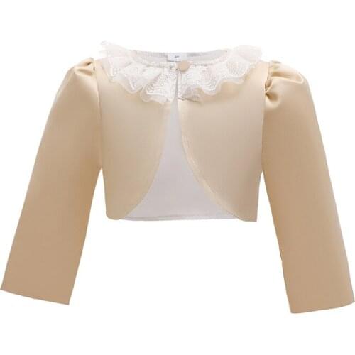 Kids Jacket For Girls Autumn Solid Dress Shawl Long Sleeve 2020 Short Coat Girls Childrens Cloak Flower Girl Fine Jackets