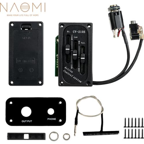 NAOMI Electric Violin Fiddle Pickup Piezo Preamp Set Active Tone Control System CV-210E Adjustable Bridge Saddle Pickup Piezo