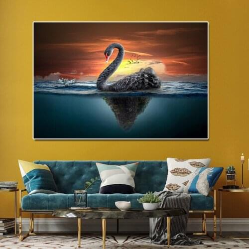 Canvas Painting HD Swan Animal Picture Landscape abstract Posters living room Wall Art Modern Classical Decorative Paintings
