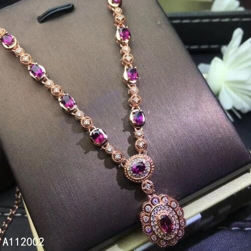 KJJEAXCMY fine jewelry natural garnet 925 sterling silver new women pendant necklace chain support test popular hot selling