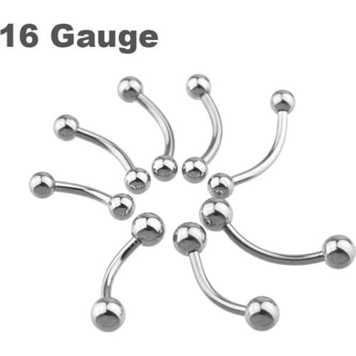 Plain Stainless Steel Ball Eyebrow Ring 16g Body Piercing Ear Tragus Helix Rings Curved Barbells Jewelry Bars