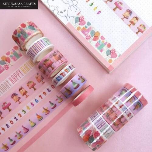 6pcs/set Washi Tape Set Birthday Party Decoration Material Masking Tape School Suppliers Stationery By Kevin&sasa Crafts