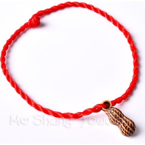 Fashion Peach Wood Red Rope Chain Bracelet Thread String Lucky Handmade Rope Bracelet For Women Men Jewelry Lover Couple Gift