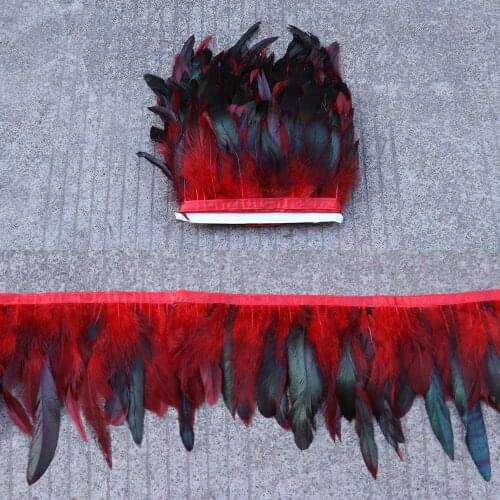 10 Yards Natural Rooster feathers Fringe Ribbon Trim 10-15 CM/4-6 inch Chicken Hackle feathers DIY Crafts Clothing Accessories