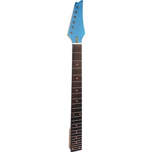 Unfinished Electric Guitar Neck 24fret Maple Orange Dots Inlay Blue Head