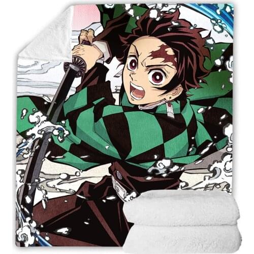 Anime Blanket Demon Slayer Flannel Blanket Soft Micro Throw for Bedding Couch Sofa Warm Throw Blanket for Bedroom Living Room