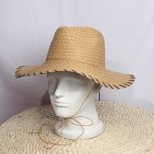 Bucket Hat Summer New Style Ehnic style Wheat Straw Ladies Sun Bucket Hats caps Seaside Vacation Travel Hats for chapeau femme