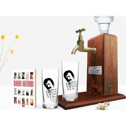 Personalized Colorful Printed Like Madmen Design Dual Arrack Cup Wood Rack Stand and Mobile Book Gift Seti-1