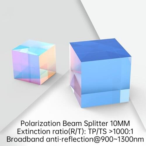 Polarization Beam Splitter Prism Optical Dichroic Prism H-ZF3 Cube 10MM Extinction Ratio TP/TS More Than The 1000:1 Beam Prism