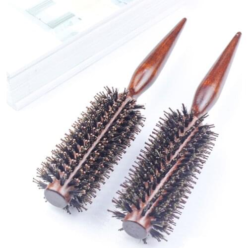 Portable Hair Brush Comb Round Anti-static Curly Brush Natural Bristle Wood Handle Hair Styling Comb Hairdress Brosse Cheveux