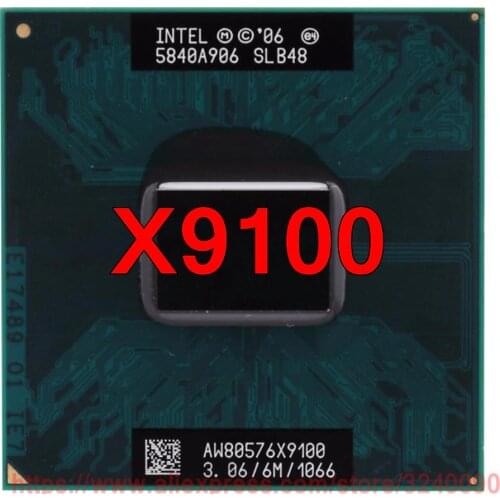 Original lntel Core Laptop processor X9100 CPU 6M Cache, 3.06 GHz, 1066 MHz FSB Dual-Core Laptop processor