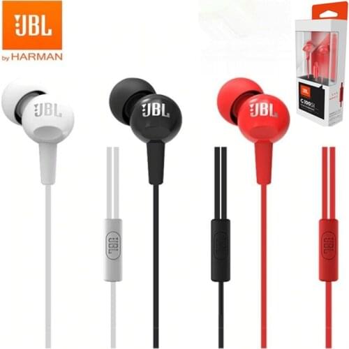 JBL C100SI 3.5mm Wired Stereo Earphones c100 si Deep Bass Music Sports Headset Running Earphone Hands-free Call with Microphone