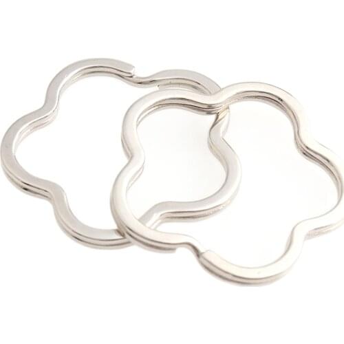 Split Ring flowers Keychains Metal Key Chain Ring Split Rings Unisex Keyring Keyfob Accessories DIY