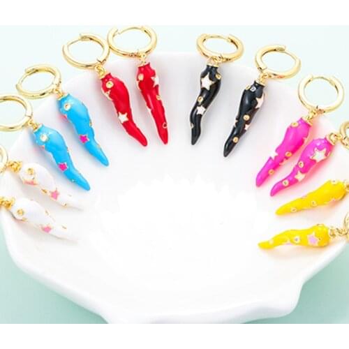 BOAKO Huggie Earrings Gold Plating Earring for Women 2021 Trend Enamel Personality Pendientes Drop Earing Girl Jewelry Brincos