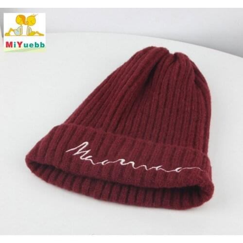 New child Winter boys girls 2-7 years old Solid color cap Keep warm Embroidered knit hat outdoor Fashion MZ16