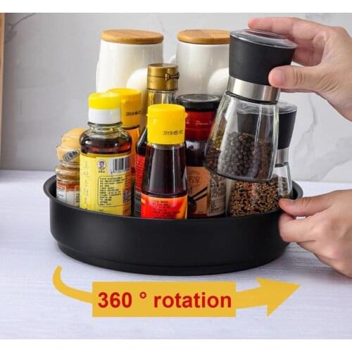 Storage Cabinet Organizer Rack Turntable Cosmetic 360 Rotation Tray Spice Container Bathroom Makeup Kitchen Plate Jar Organizer