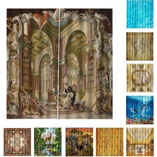 2 Panel Blackout Curtain Waterproof Living Room Bedroom Window Drapes Set for Home Room Hotel Shop