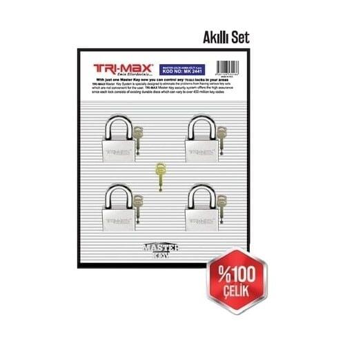 Trimax Door Safety Padlock Lock Smart Keyed Padlock 4 Pcs Set