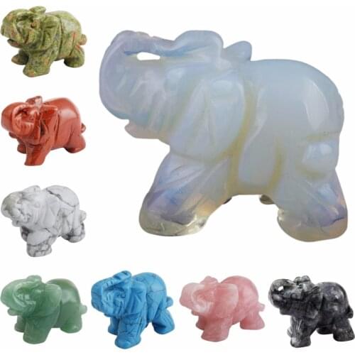 TUMBEELLUWA Rose Quartz Crystal Jasper Gem Stone Elephant Animal Healing Chakra Specimen Figurine 1.5