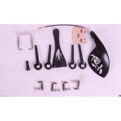 Yinfente 4/4 violin Fine tuner Violin chin rest Tailpiece Flower Bird Inlay Violin peg