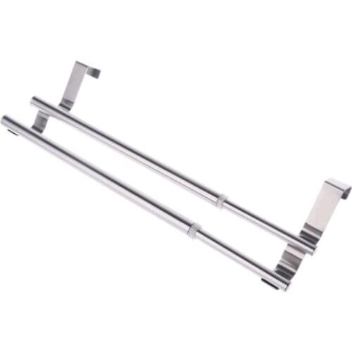 Extendable Over Door Towel Rack Bar Hanging Holder Bathroom Kitchen Hotel Cabinet Cupboard Shelf Rack Rail Storage 67JB
