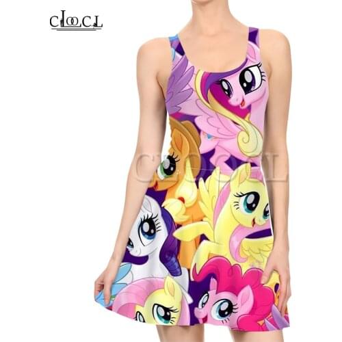 CLOOCL My little pony Dress Women 3D Printing Korean Fashion Sleeveless Summer beach
