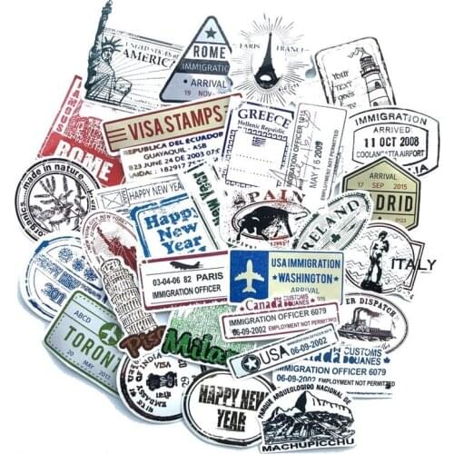 10 Sets=600PCS Retro Letterhead Stamp Stickers Trolley Case Guitar Computer Stickers