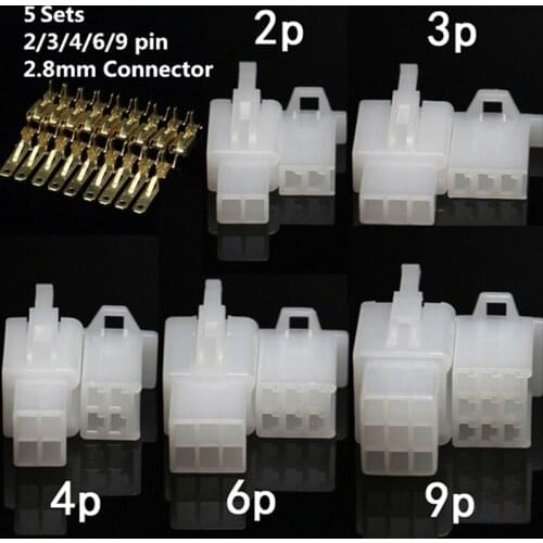 2.8mm-2/3/4/6/9 Way Connector With Fixed Hook Terminal Male And Female Mating 2P3P4P6P9P For Motorcycle Connector Plug Terminals