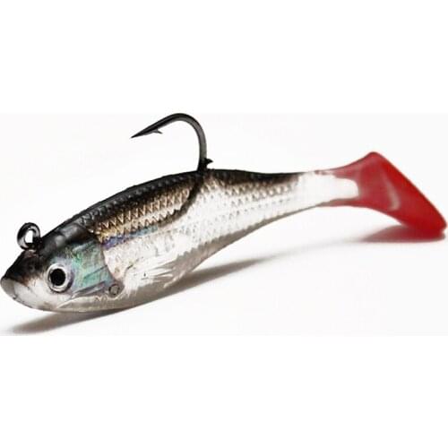 2pcs 80mm 9g Jig Head Soft Lure Saltwater Paddle Tail Swimbaits Soft Plastic Minnow Bait Offset Hook Jigging Fishing Tackle